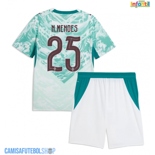 Camisa de time de futebol Portugal Nuno Mendes #25 Replicas 2º Equipamento Infantil Mundo 2026 Manga Curta (+ Calças curtas)